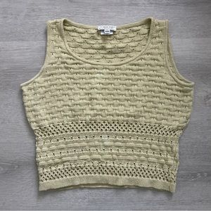 St. John Sports Sage Green Wool Blend Knit Sleeveless Top